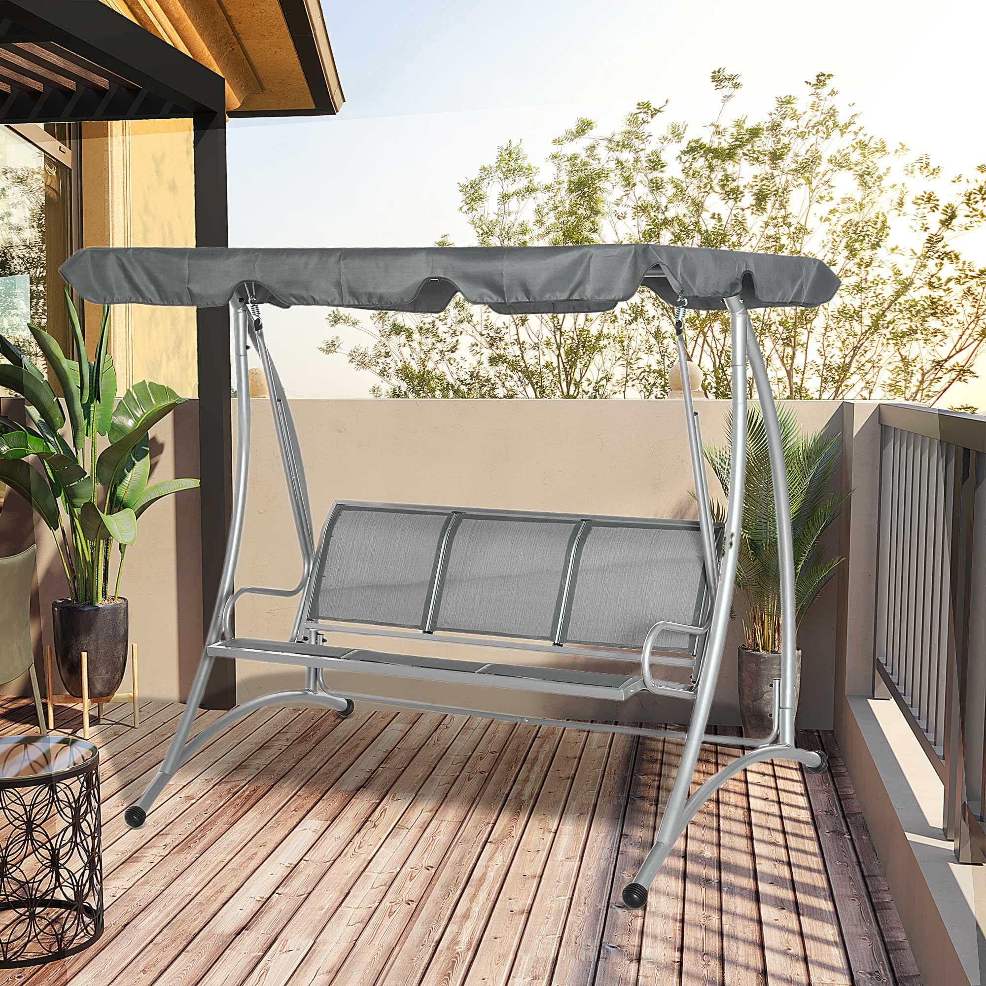Amazon.com: Outsunny 3-Seat Outdoor Porch Swing Chair, Patio Swing